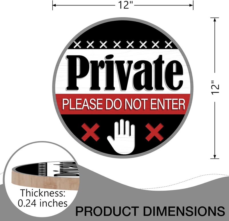 Deroro Private Please Do Not Enter Front Door Sign, Black Wood Door Hanger Outdoor Outside Porch Yard Decor, Wooden Wreath Indoor Home Office Business Wall Hanging Decoration - Image 2